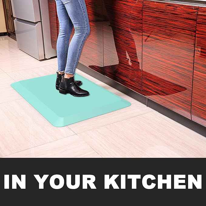 1" Extra Thick Anti Fatigue Floor Mat 30" L x 20" W,Kitchen Mat, Standing Desk Mat,140D Advanced PU Foam Ergonomic Comfort at Home, Office, Garage, Sink (Teal)