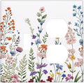Rustic Wild Floral Vintage Colorful Flowers Outlet Covers 2 Gang Combination 1 Toggle/1 Duplex Light Switch Cover Decorative Gfci Wall Plate Electrical Receptacle Switchplate Bathroom Decor