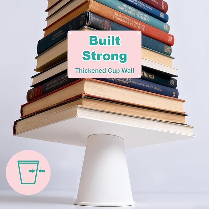 12 oz 300 Pack Disposable Coffee Cups, Bulk White Disposable Paper Cups, Coffee Cups for Hot Tea, Chocolate and Cold Drinks