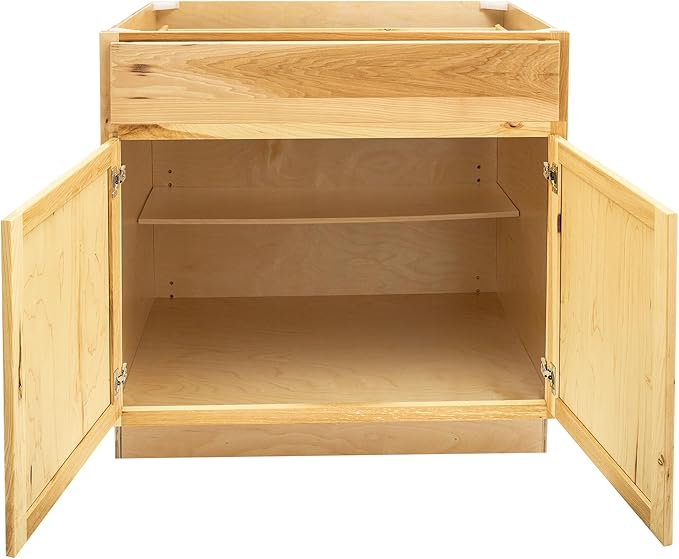 Quicklock RTA (Ready-to-Assemble) | Base Kitchen Cabinets - Shaker Style | Made in America (Rustic Hickory, 36" Wx34.5 Hx24 D Base)