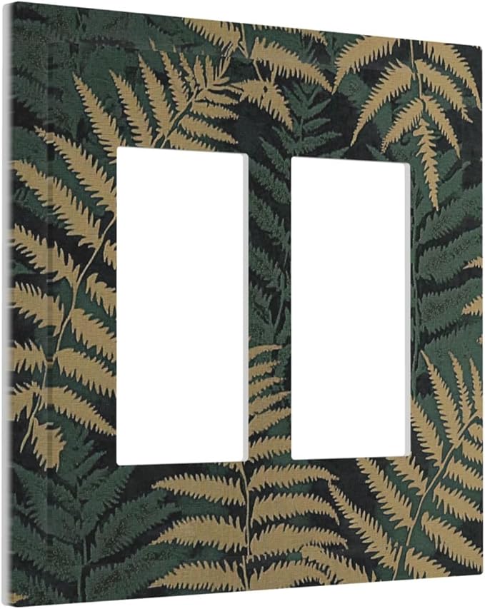 Decorative Outlet Covers Botanical Fern Green Leaf Forest 2 Gang Double Gfci Rocker Electrical Wall Panels Light Switch Cover Plate For Bed Room Home Decor
