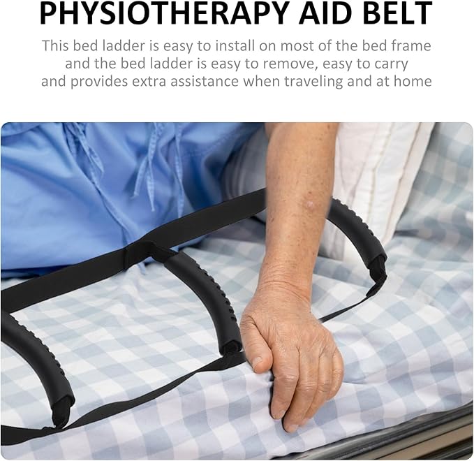 Adjustable 4-Layer Bed Ladder Strap for Elderly Seniors and Disabled Patients, Pull-Up Assist Rope for Bed Mobility and Sit-Up Support, Patient Support Aid for Bedroom Safety