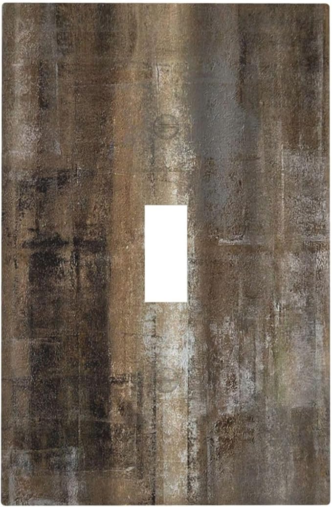 Decorative Light Switch Cover Old Vintage Copper Rustic Rusty Modern Tan Brown 1 Gang Single Toggle Device Electrical Faceplate Switchplates Decorator Outlet Wall Plate for Farmhouse Cabin
