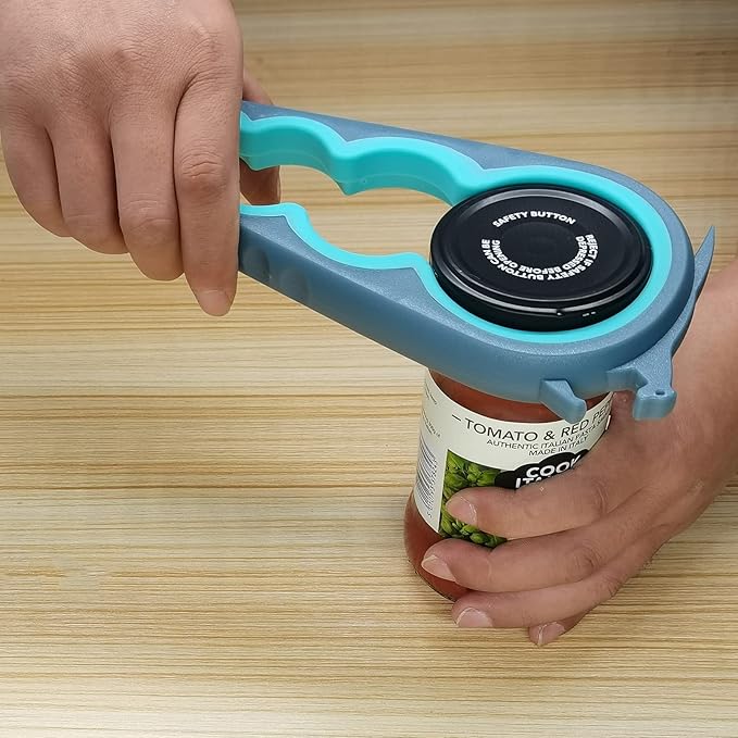 Otstar 6-in-1 Jar Opener & Bottle Opener Set for Weak Hands - Multi-Function Kitchen Opener Tool for Seniors with Arthritis, Elderly - Includes Jar Lid Gripper Pad, Corkscrew Opener