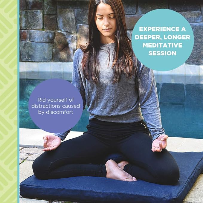 Zabuton Meditation Cushion for Workout - Supportive Yoga Floor Seat Cushion for Comfort & Posture Support - Natural Washable Cotton Fill kneeling Pad - Made in USA - Premium 32x26x3, Black