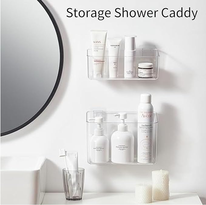 vacane Plastic Over Cabinet Door Organizer, Adhesive Mount Storage Organizer Container Makeup Organizer Hanging Basket Bins For Craft Room, Pantry, Office, Space Saving Holder for Kitchen Bags-M