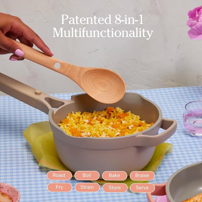 Our Place Mini Perfect Pot | 2.5 Qt Ceramic Pot with Lid & Spatula | Patented 8-in-1, PFAS-Free Nonstick, Non-Toxic Cookware | Induction & Oven-Safe up to 450°F | Spice