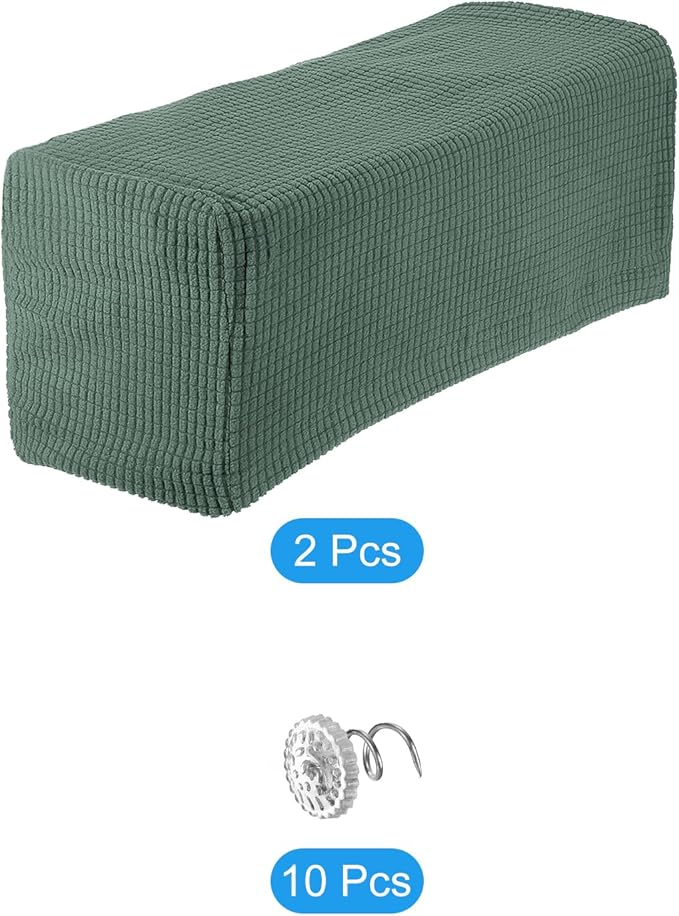 uxcell 2pcs Stretch Armrest Covers for Chairs/Sofas, Couch Arm Covers with Twist Pin, Furniture Protector Slipcovers Tea Green
