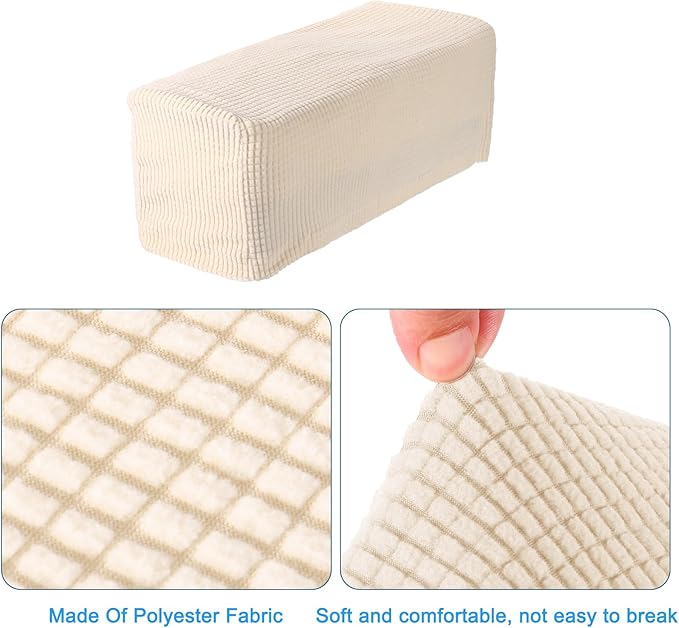uxcell 2pcs Stretch Armrest Covers for Chairs/Sofas, Couch Arm Covers with Twist Pin, Furniture Protector Slipcover for Sofa Chair Cream White