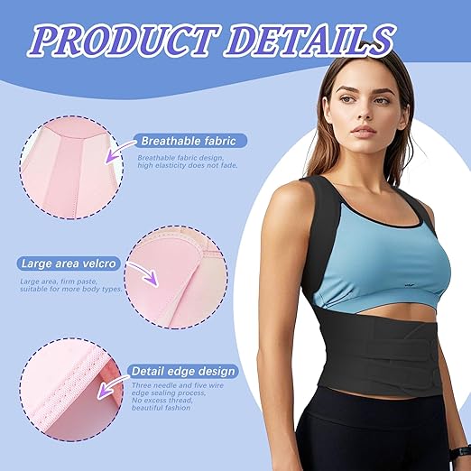 TEE TEA Posture Corrector for Women & Men – Adjustable Back Support Brace for Neck, Shoulder & Spine Muscle Relief – Improve Posture, Comfort & Confidence – Invisible & Comfortable Design (Black, Large)