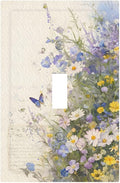 Decorative Light Switch Covers Purple Flower Butterfly Yellow Daisy 1 Gang Light Switch Cover Plate Single Toggle Wall Plate Outlet Covers Wall Plate Dimmer Faceplate for Bathroom Decor