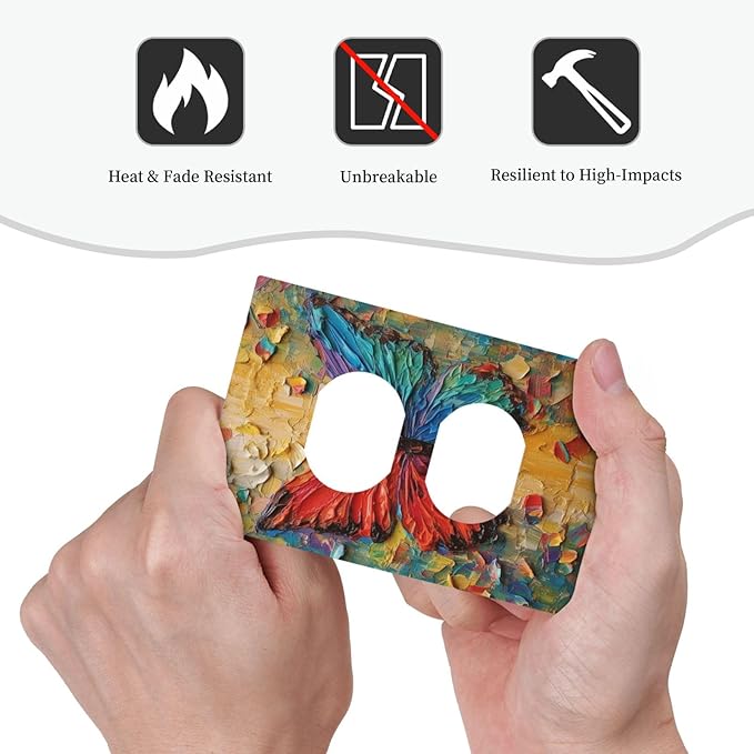 Outlet Covers Colorful Butterfly Animal Insects Wall Art Abstract 1 Gang Duplex Wall Plate Decorative Switch Plates Electrical Receptacle Faceplate Light Switch Cover for Bedroom Home Decor