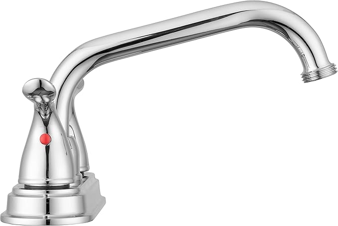 Pacific Bay Treviso Utility Laundry Sink Faucet - Threaded Brass Spout Hose End, Swivel Spout, 2-Handle Levers, Centerset (Chrome Plated)