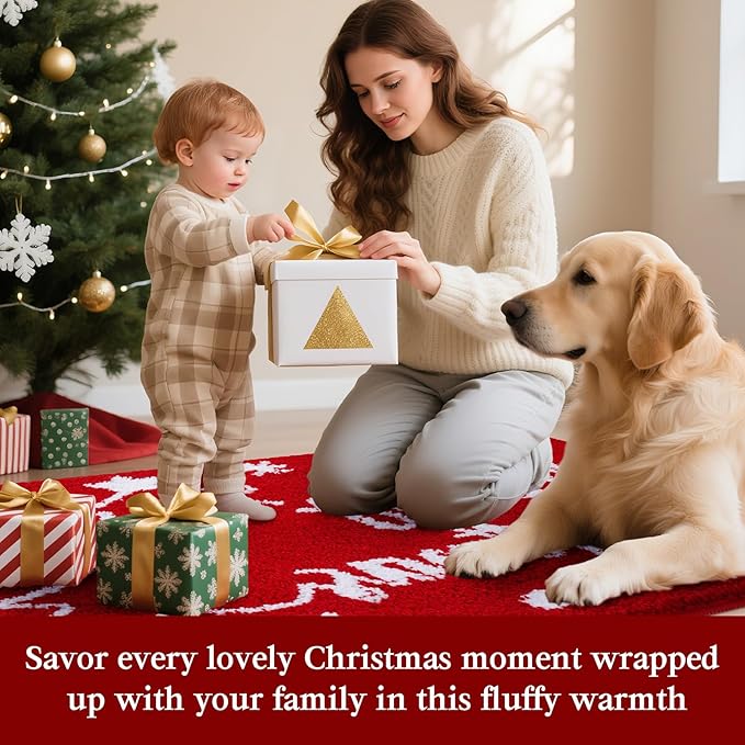 Christmas Bathroom Rug 36"x24", Extra Soft Absorbent Microfiber Thick Plush Fluffy Bathroom Rugs, Non-Slip Backing, Machine Washable Bath Rugs, Holiday Xmas Decor Indoor Bath Mats, White, Xmas Bell