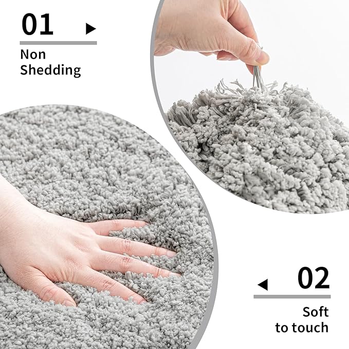 Grey Toilet Rug 22x24 Non Slip Fluffy Toilet Floor Mat U Shaped Washable Bathroom Contour Rug for Toilet Absorbent Thick Toilet Carpet