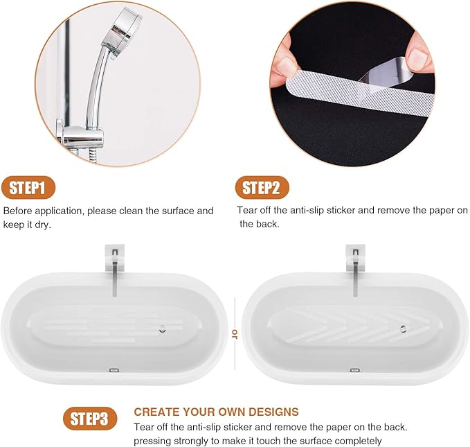 Original Anti Slip Shower Stickers, Safety Bathtub Strips Adhesive Decals with Premium Scraper for Bath Tub Shower Stairs Ladders Boats