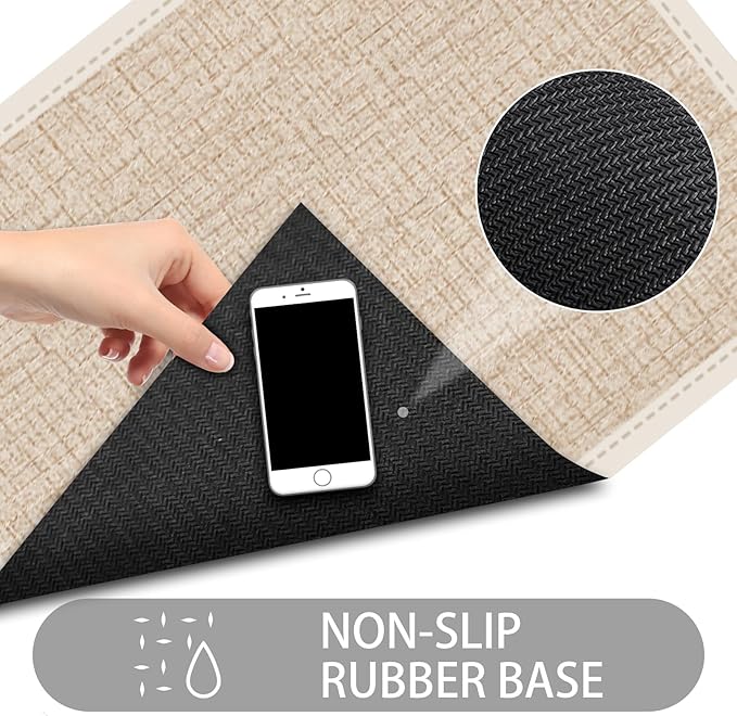 Ultra Thin Door Mat Indoor Entrance, 1/10 in Thin Door Mats for Inside Entry, Non-Slip Rubber Backing Washable Doormat, Fade Resistant, Absorbent, Low Profile Dirt Trapper, 30"X17"