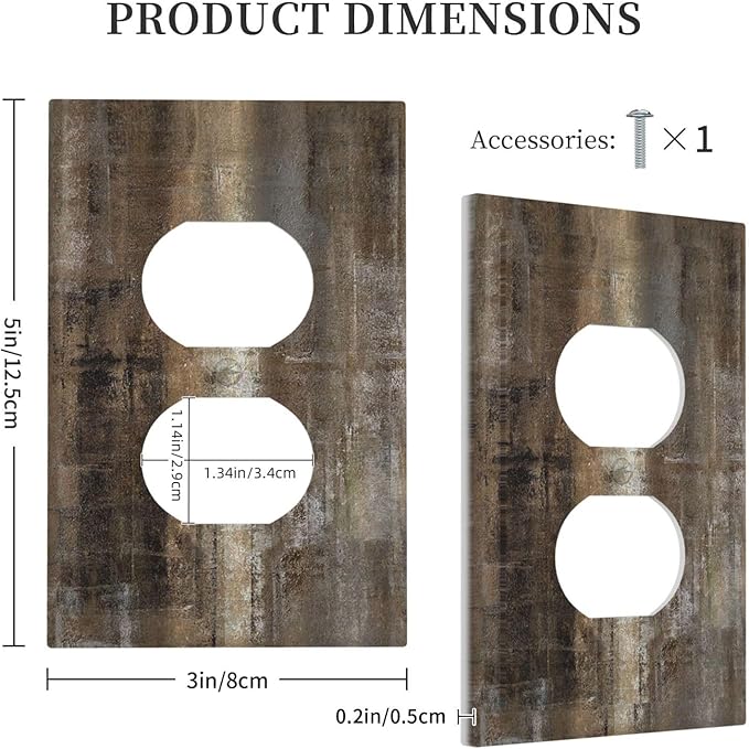 Outlet Covers Old Vintage Copper Rustic Rusty Modern Tan Brown 1 Gang Duplex Wall Plate Decorative Switch Plates Electrical Receptacle Faceplate Light Switch Cover for Farmhouse Cabin Decor