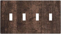Light Switch Covers Rustic Dark Brown Wood Grain Quad Toggle Electrical Faceplate 4 Gang Wall Plate Decorative Switch Plates for Farmhouse Bedroom Decor