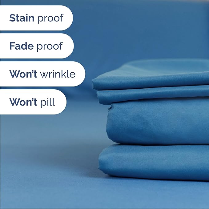 Cal King 6 Piece Sheet Set - Cooling and Breathable Bed Sheets - Hotel Luxury Bed Sheets for Women, Men, Kids and Teens - Deep Pockets - Easy Fit - Soft and Wrinkle Free - Cal King Denim Blue Sheets