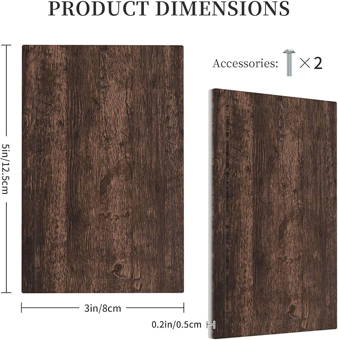 Light Switch Cover Plate Rustic Dark Brown Wood Grain 1 Gang No Device Blank Electrical Wall Plates Faceplate Decorative Switch Plate for Farmhouse Bedroom Decor