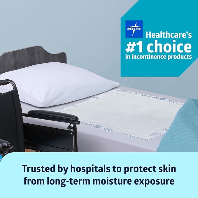 Medline Ultrasorbs Advanced Extra Strength Drypads, 30" x 36", 70 Count, Super Absorbent Disposable Pads, Incontinence Bed Pads, Chucks Bed Pads, Elderly, 350 lb Repositioning Capacity