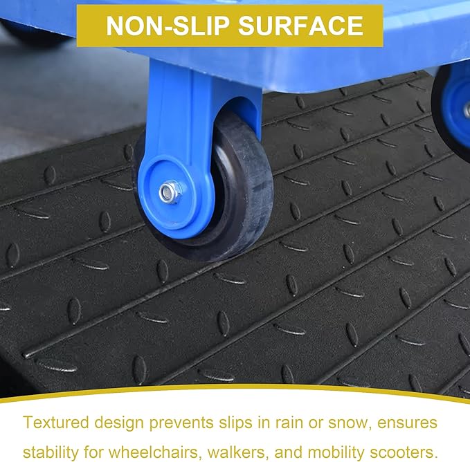 OrangeStar Heavy Duty Rubber Threshold Ramp – 2.5" Rise Wheelchair & Scooter Ramp with Cord Channel, Non-Slip Angled Entry for Doorways, Steps & Garages, 2200 LBS Capacity (Black, 36" Length)