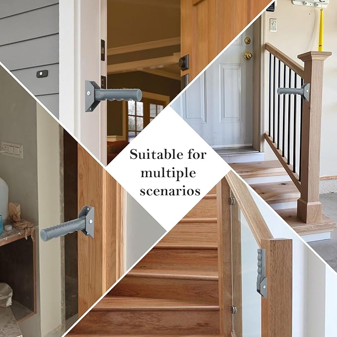 Flip Up Grab Bars for Doorway Stairs for Seniors Elderly, Garage Door Handles Stair Assistance for Elderly, Flip up Doors Grab Bar Not in The Way, Keep Steadily (Gray)