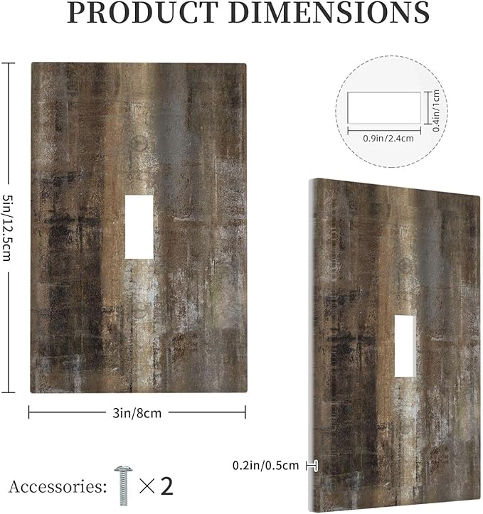 Decorative Light Switch Cover Old Vintage Copper Rustic Rusty Modern Tan Brown 1 Gang Single Toggle Device Electrical Faceplate Switchplates Decorator Outlet Wall Plate for Farmhouse Cabin
