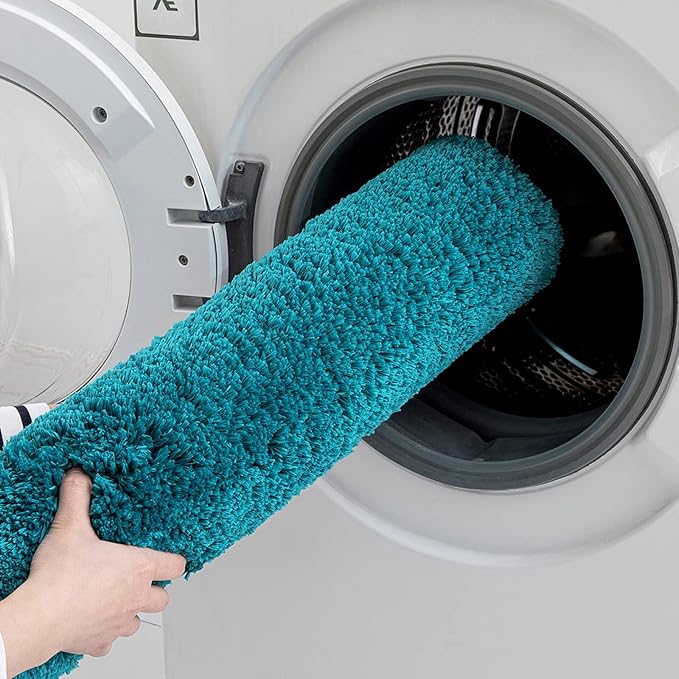 MIULEE Teal Bathroom Rugs Non Slip Bath Mat 24'' x 48'' Shaggy Soft Bath Rug Plush Microfiber Absorbent Water for Shower Tub Machine Washable (Teal, 24x48 Inches)