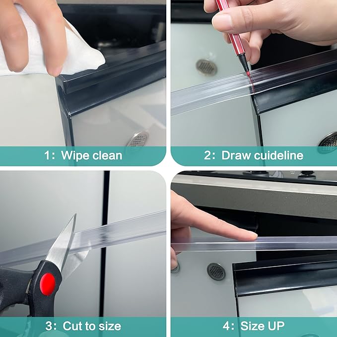 MONOID Drawer Edge Protector, Slip-On Clear Table Corners Guards, Door Kitchen Furniture Bumper, Prevent Wear, Impact Protection, Ease to Cut, 3/4" Thick, 39.4" Length – Clear, Pack of 10