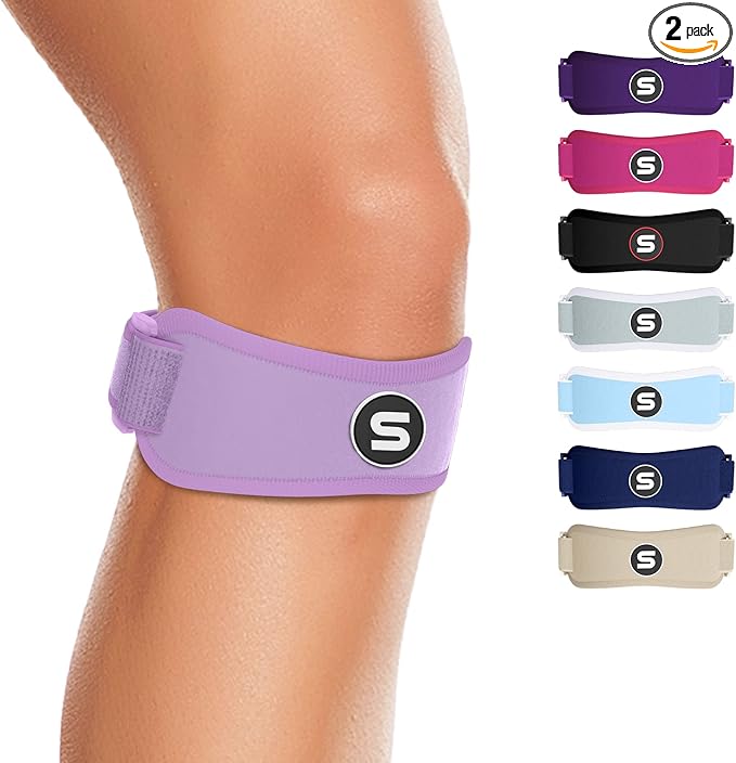 Sleeve Stars Swedish Brand Patellar Tendon Support Strap for Women & Men Effective Osgood Schlatter Knee Brace Youth & Kids Knee Brace with 3 Adjustable Length fits 12"-24" (Pair/Light Purple/Adult)