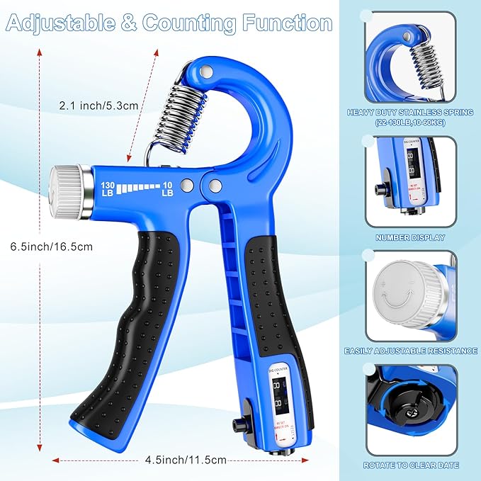 Grip Strength Trainer(5 Pack) with Finger Exerciser, Hand Grip Strengthener, Finger Stretcher,Grip Ring & Stress Relief Ball for Muscle Building and Injury Recover with Carry Bag