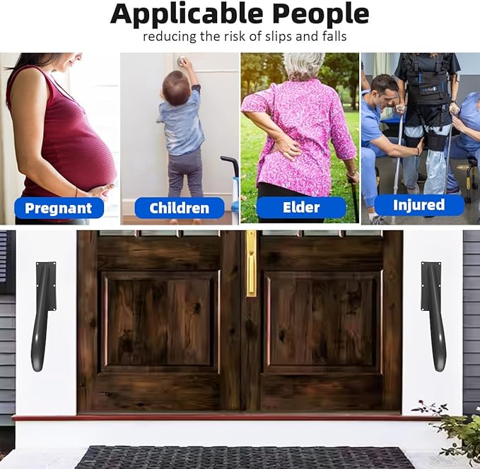 Handrails for Exterior Interior Steps Wall Mount with Matte Black Finished Stair Handrails for Kids Elderly Pregnant Women Disabled Stairway Railing Doorways Courtyard with Hardware 20 INCH
