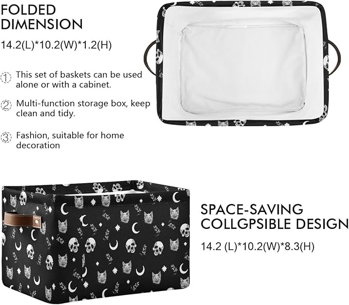 Gothic Pattern Storage Bins Collapsible Shelf Basket Cube with Handle for Nursery Bedroom Bathroom