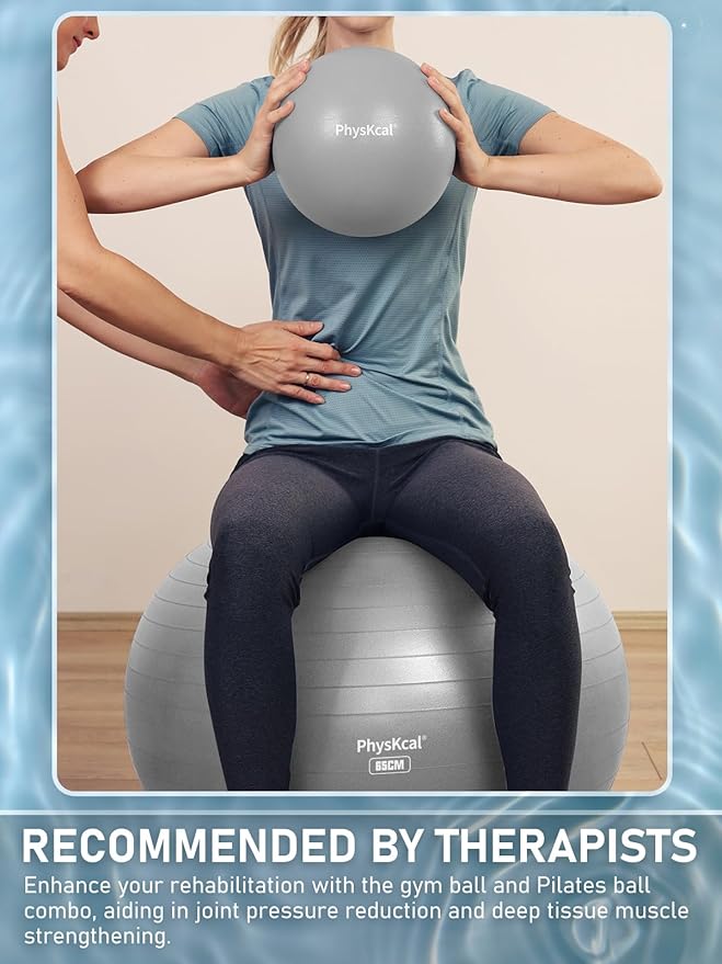 Yoga Ball for Exercise, Pilates Set, 4 Sizes Fitness Ball for Workout, Birthing, Pregnancy, Physical Therapy- Pump Included