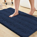 Turquoize Bathroom Rugs Shaggy Chenille Bath Rug Non Slip Thick Shaggy Bath Mats for Bathroom Chenille 1-Piece Bath Mat Set, Soft Super Absorbent Shower Rug Washable Mats, 20"x 32", Navy