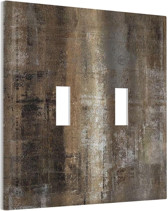 Decorative Switch Plates Old Vintage Copper Rustic Rusty Modern Tan Brown 2 Gang Double Toggle Outlet Light Switch Cover Wall Plate Electrical Faceplate for Farmhouse Cabin Decor