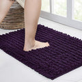 Walensee Bathroom Rug Non Slip Bath Mat (44x24 Inch Dark Purple) Water Absorbent Super Soft Shaggy Chenille Machine Washable Dry Extra Thick Perfect Absorbant Best Large Plush Carpet for Shower Floor