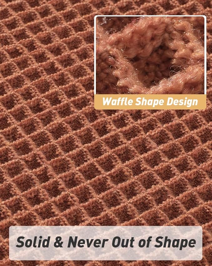 AMOAMI Upgraded Waffle Runner Rug Super Absorbent Non Slip Bath Mats for Bathroom Machine Washable Bathroom Runner Rug with Tassels, Ideal for Hallway Bedroom Laundry Room, Dirty Orange, 16" x 46"