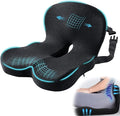 Ergonomic Seat Cushion with Adjustable Strap, Memory Foam Office Chair Seat Cushion with L-Shaped Design, Car Seat Cushion Fits for Truck Driver Semi Truck, Gaming Chair, Desk, Dark Gray
