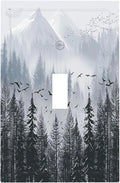 Misty Forest Nature Tree Mountain Birds Decorative Light Switch Cover 1 Gang Single Toggle Device Electrical Faceplate Switchplates Decorator Outlet Wall Plate for Bed Room Living Room Decor