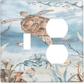 Wallplates Sea Turtle Coral Reef Nauticaltheme 1 Toggle 1 Duplex Switch Plate Electrical GFCI Faceplate Decorative Light Switch Covers for Kids room Bathroom Decor