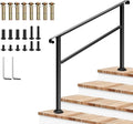 VIVOSUN Outdoor Handrail, 54" x 36" Fits 1-4 Steps, Wrought Iron Stair Railing with Curved Ends, One-Step Assembly, Black