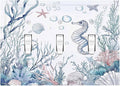 Decorative Switch Plates Ocean Coral Seahorse Seashell Starfish 3 Gang Wall Plate Triple Toggle Light Switch Cover Faceplate Electrical Wall Panels For Bathroom Home Decor