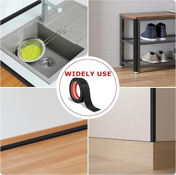 Flexible Wall Corner Protector Moulding Trim Peel and Stick Wall Corner Guards Edge Protector Self Adhesive Molding Trim Strip for Edge Ceiling (Black, 1.6 in x 10 Ft)