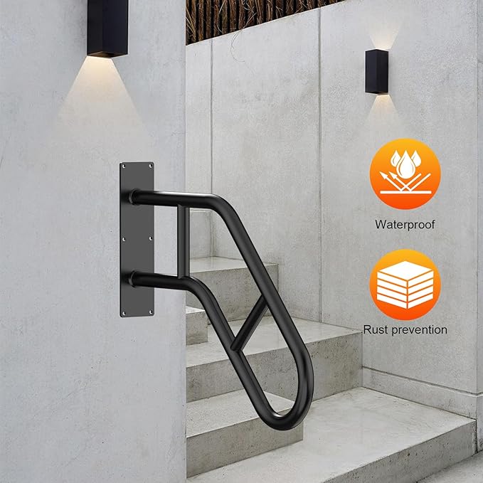 Handrails for Outdoor Steps ，22.8" Stair Railing Indoor1-3 Step, U-Shaped Safety Handrails for Kids, Elderly, Pregnant Women, Disabled (2 Pack Upgraded U-Shaped handrail)