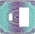 Ombre Modern Mandala Floral Geometric 2 Gang Light Switch Covers Single Toggle Rocker Combination Wall Plate Cover Electrical Faceplate Decorative Switchplate for Livingroom Bedroom Bathroom Decor
