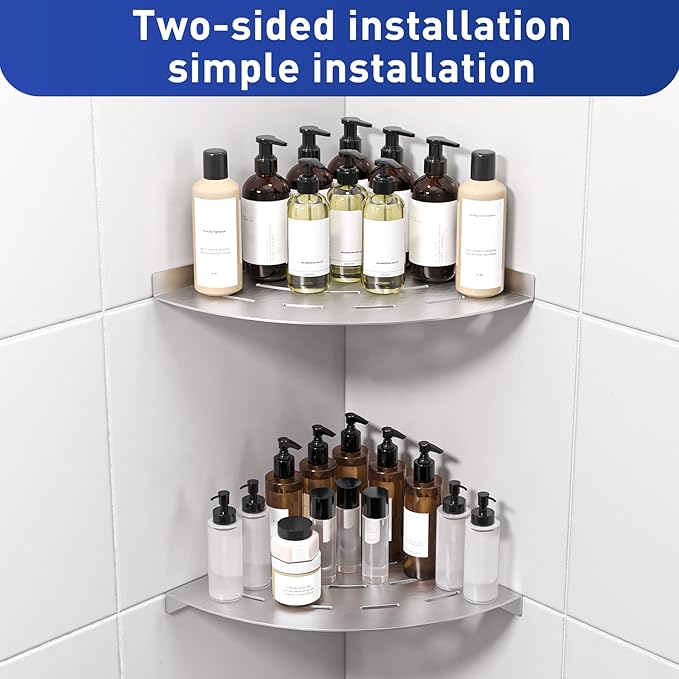 Corner Shower Shelves Load Capacity 40 Lbs 304 Stainless Steel Shelf for Shower Will Not Rust 8in Shower Corner Shelf Brushed Nickel Drilling Installation