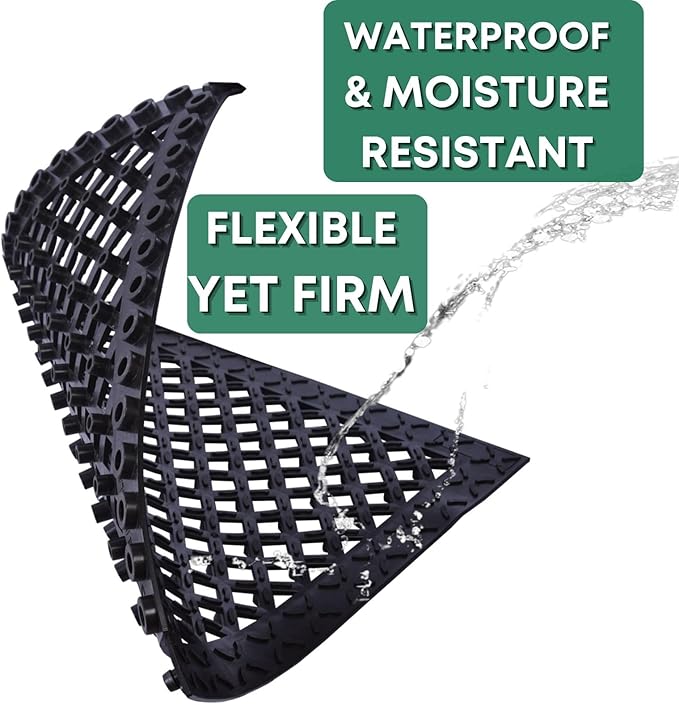 BESEA 8-Pack Interlocking Rubber Floor Mats, 21.6" Shock-Absorbing, Anti-Fatigue Tiles, Heavy-Duty, Waterproof & Anti-Slip, Modular Garage, Gym, Workshop Flooring